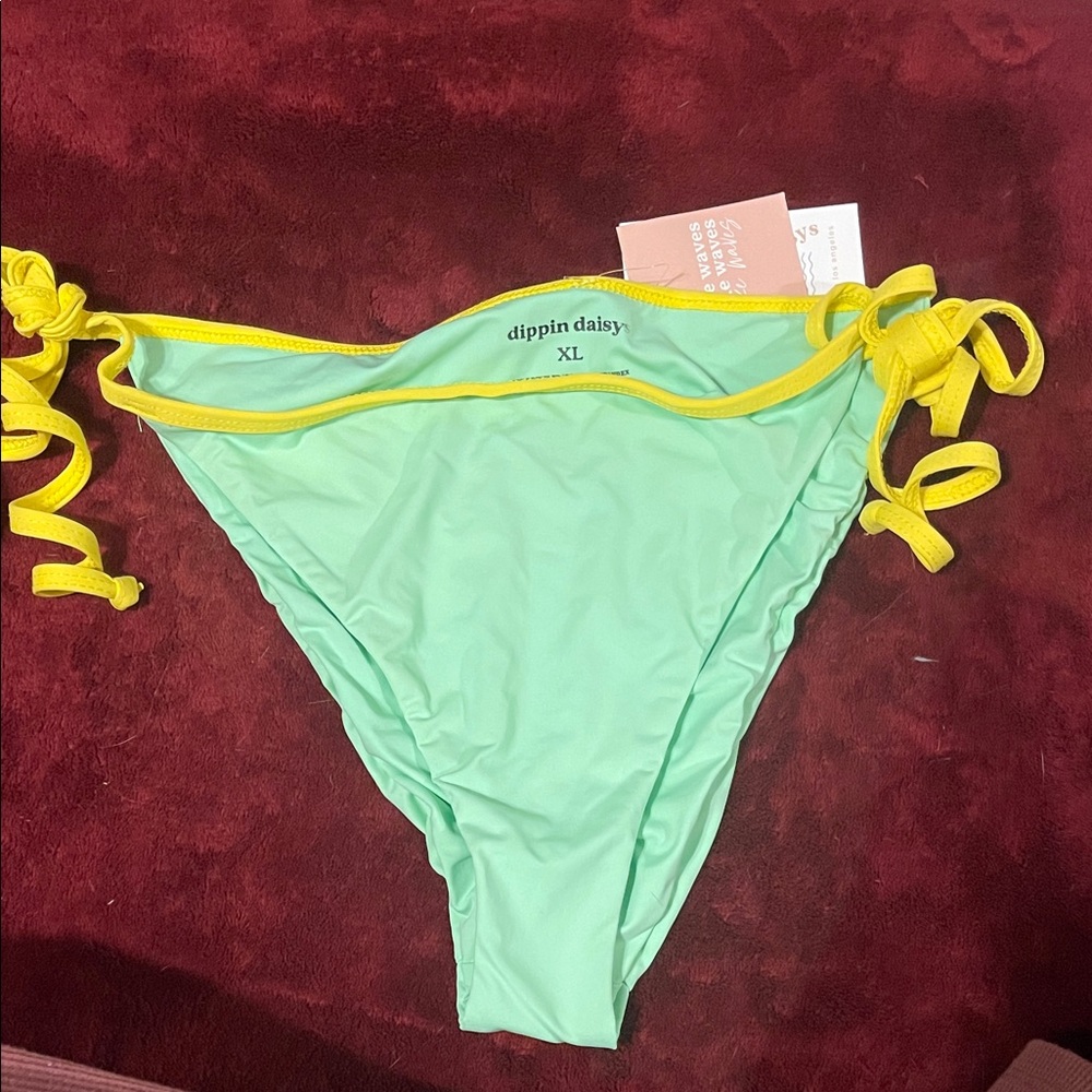 Dippin' Daisy's Mint Bikini Bottom with Yellow Accents